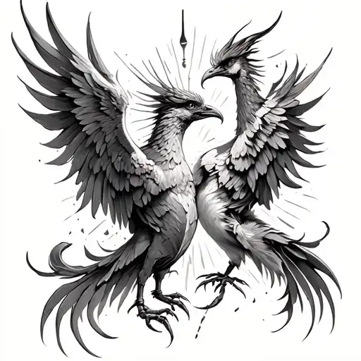 Two Phoenix Rising From The Ashes Forming The Pisces And Scorpio Zodiac