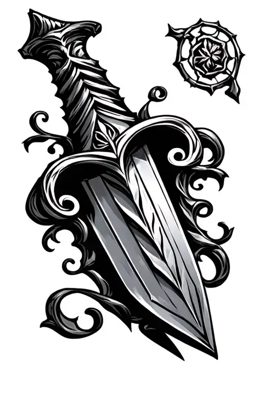 Dagger With Design On Each Side
