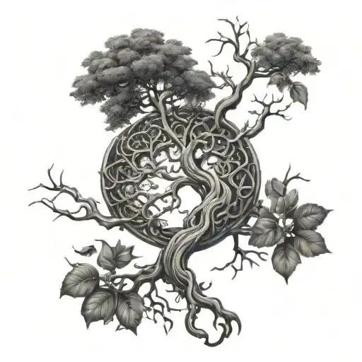 Poison Tree Intertwined With Tree Of Life Intertwined