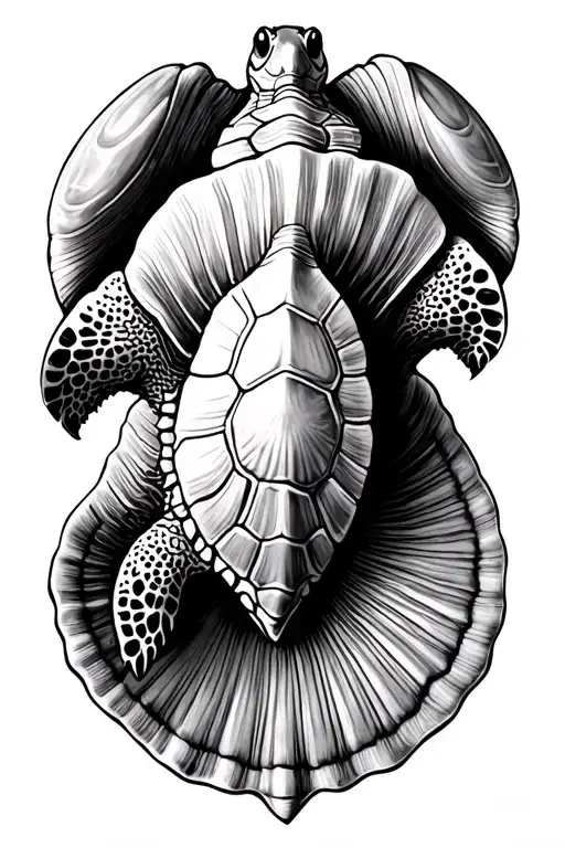 Seashell In A Sea Turtle