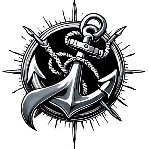 Maritime Propeller And Anchor Intertwined