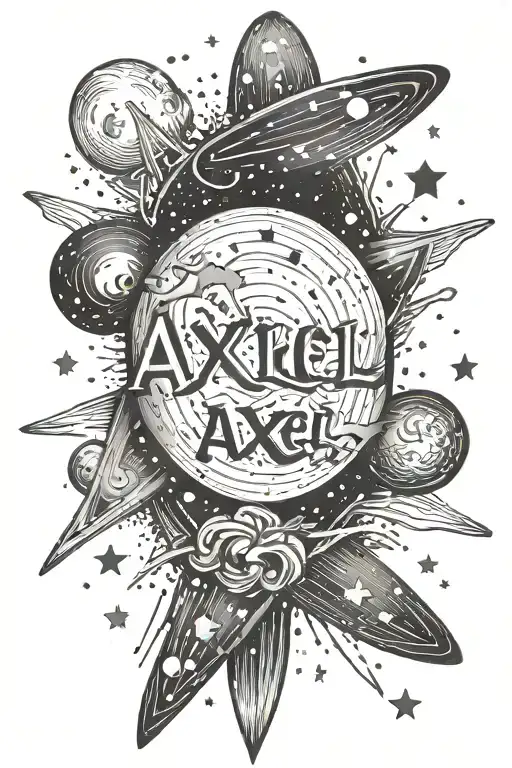 Word 'Axel' Surrounded By 23 Stars Forming Milky Way With Full Moon