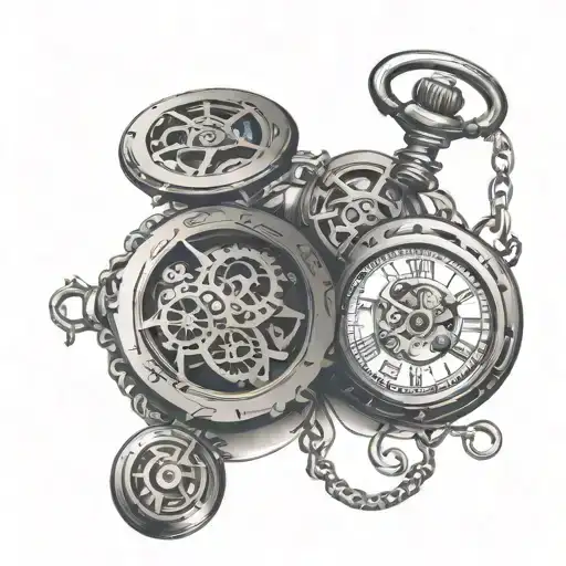 Broken Family In A Pocket Watch With Gears Intertwined