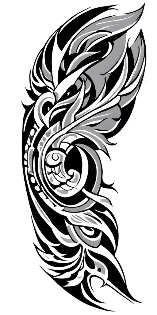 Tribal Half Sleeve Going From Forearm To Back Of The Neck