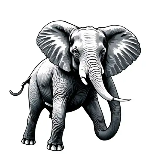 Parachuting Elephant Sketch Style