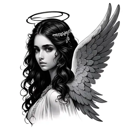 999 With A Halo And A Angel Wing On The Right Side