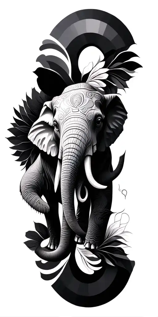 Mandala And Geometric Shapes With Elephants Sams Theme