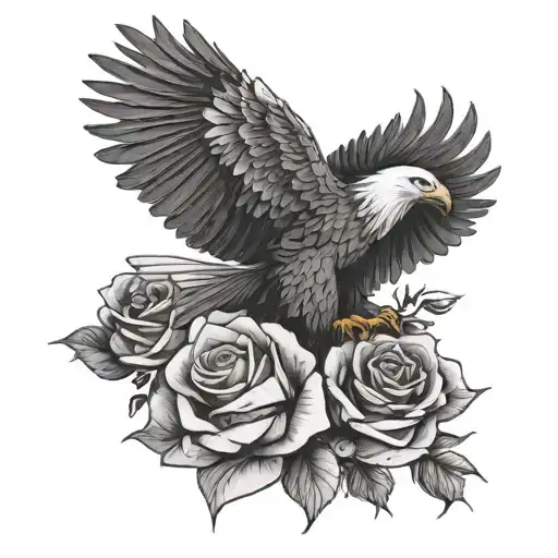 Eagle With Rose