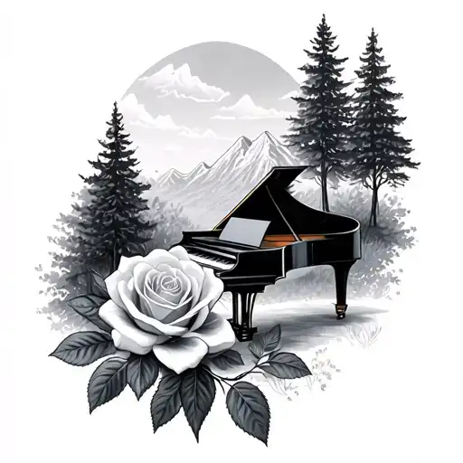 Piano Roses Nature Mountains Trees
