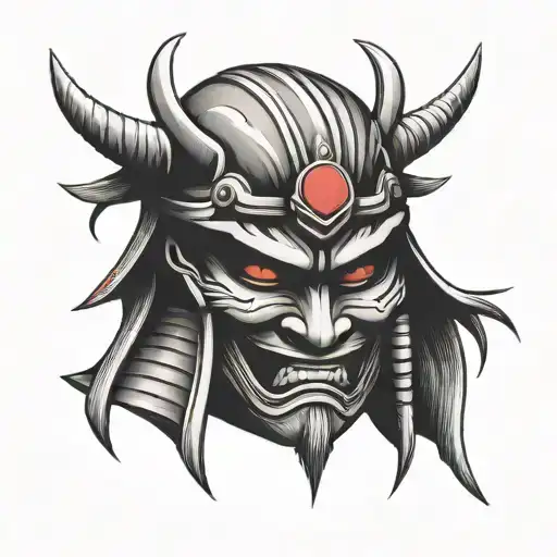 Samurai Mask With Red Circle Shape