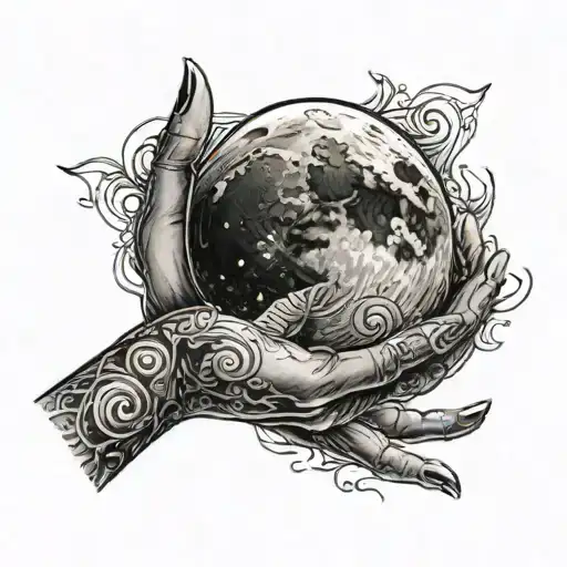 A Hand Holding A Full Moon