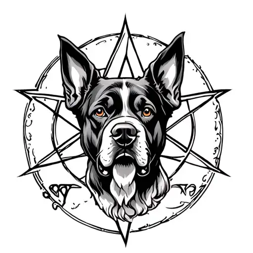 Hell Hound Dog Pentagram Intertwined