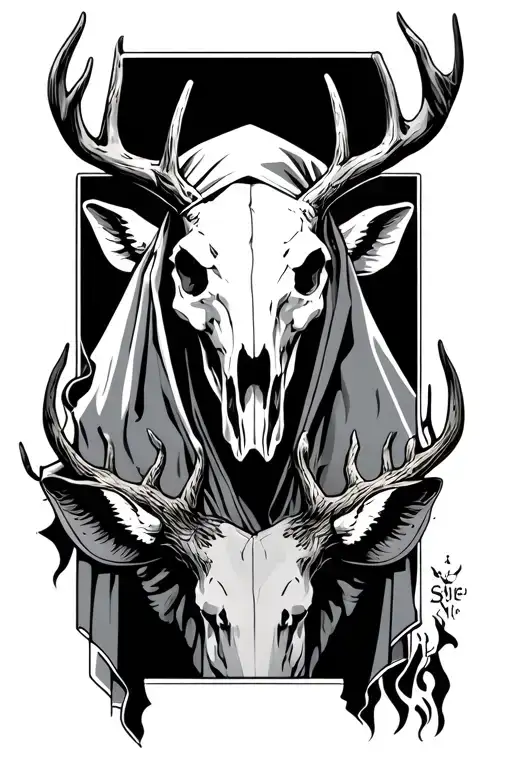 Cloaked Figure With Deer Skull