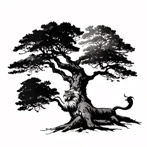 Leon At The Tree In The Middle Sabana