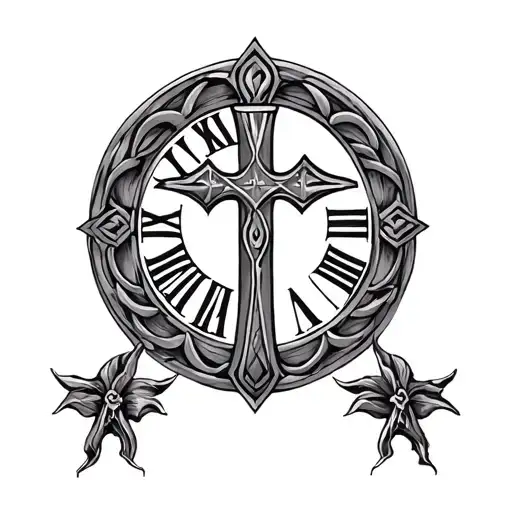 Roman Numerals And Cross Made