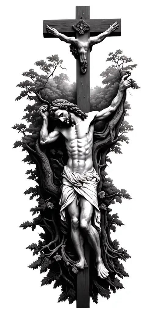 Nature Scene Crucifix Tree Of Life Jesus
