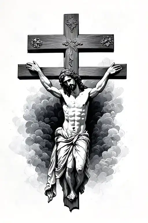 Cross Hanging Jesus Christ Line