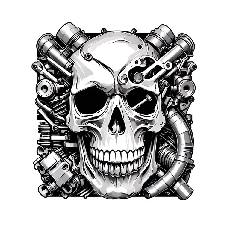 Engine Parts Forming A Skull Made