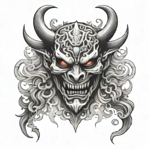 Demon Mask And Smoke