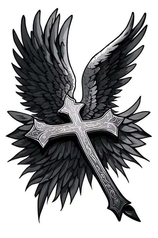Cross And Angel Wings