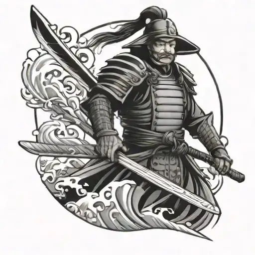 Samurai Warrior With Surf Board