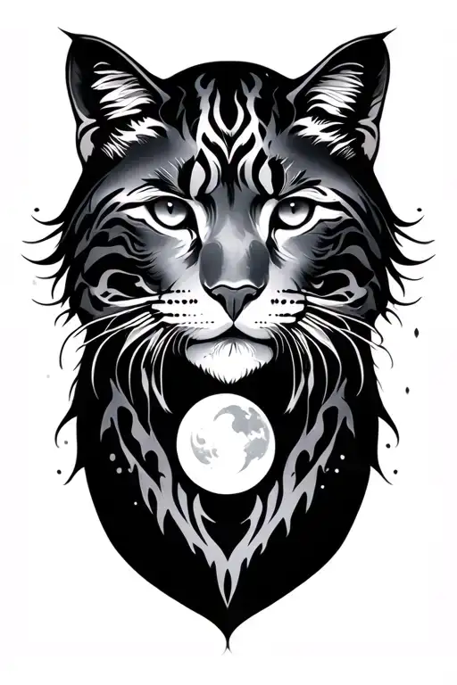 Big Cat With Moon