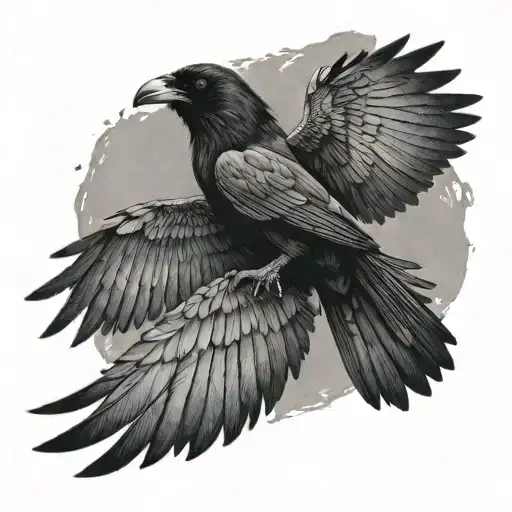 The Raven Spreading Its Wings