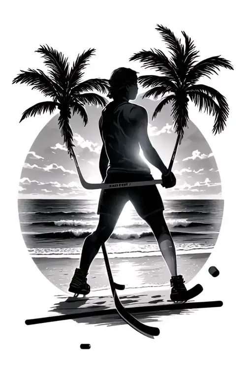 Beach Sunset With Hockey