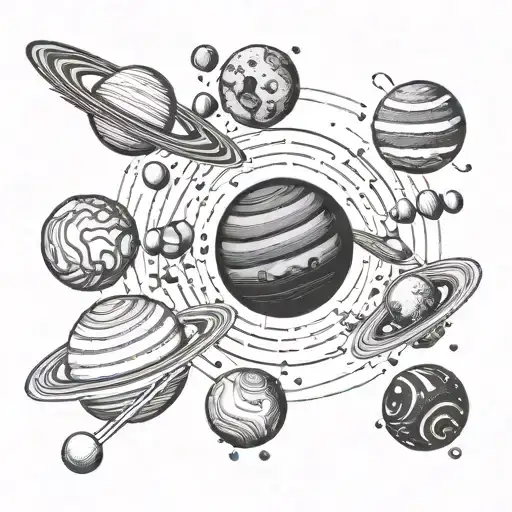 Solar System Planets Orbiting Line