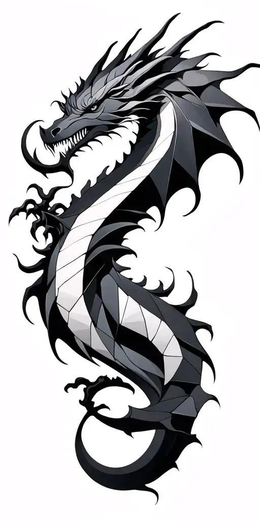 Geometric Shapes And Dragon Emerging