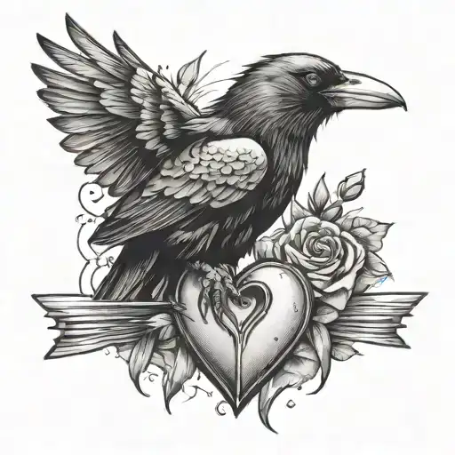 Crow And Heart With Bullets