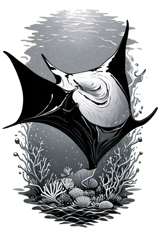 Coral Reef Manta Ray Wave Breaking