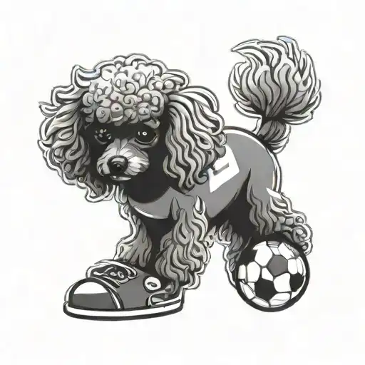 A Toy Poodle Wearing Soccer Cleats