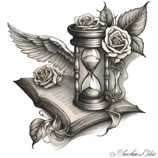 Angel Book Hourglass Rose