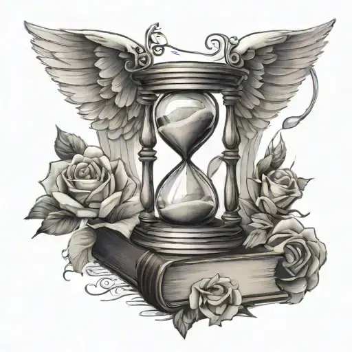 Angel Book Hourglass Rose Saying For The Spine