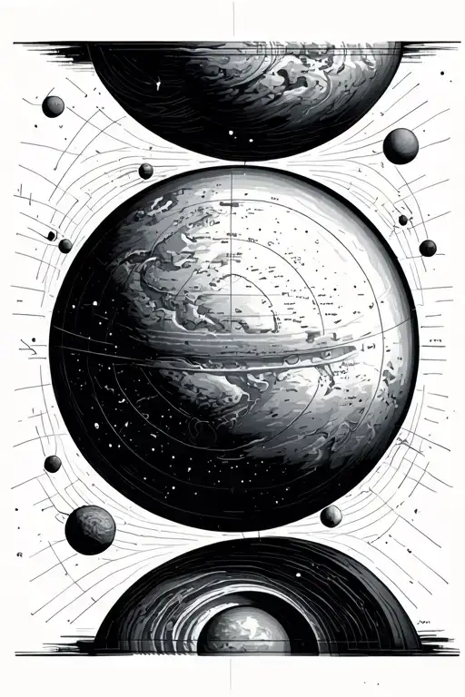 Negative Space Astronomy Planets Map With Cartesian Lines And