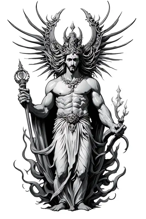 Greel God Figure Surrounded