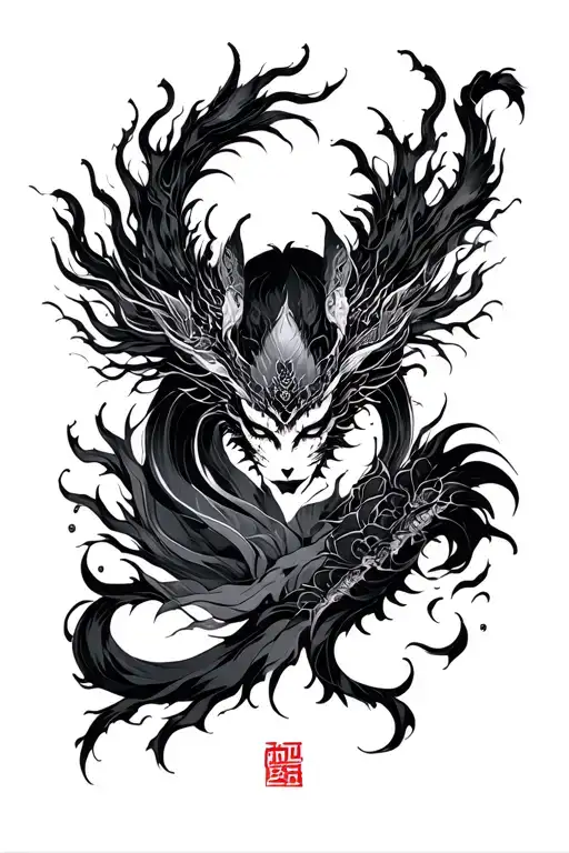 Negative Space Japanese Mythology Block Art