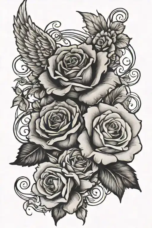 Angel Wing Roses Intertwined