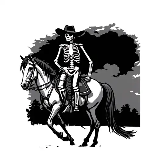 Skeleton Cowboy Riding Horse