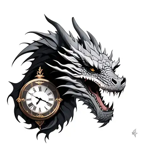 Dragon With Leon And Clock