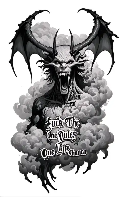 Demon With Written Fuck The Rules One Life One Chanca All Overwhelmed By Clouds