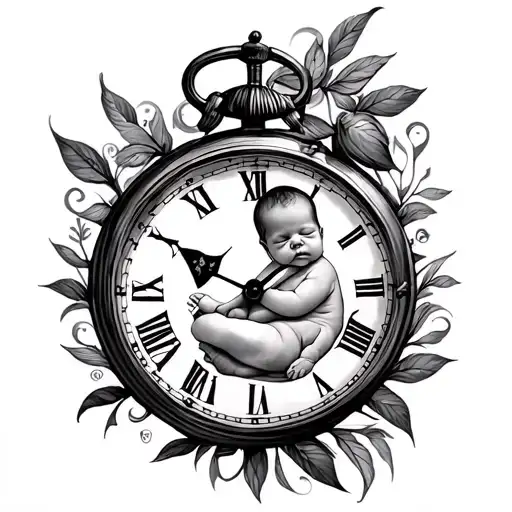 Newborn With Clock
