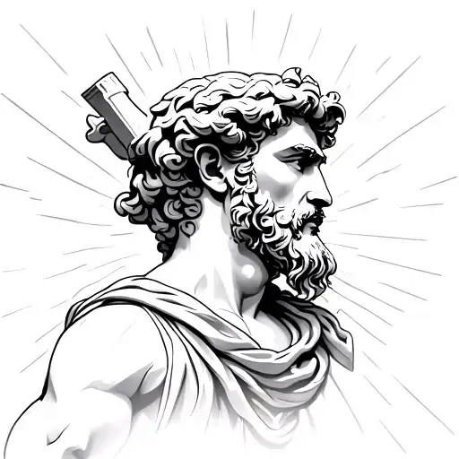 Greek God With Background Rays