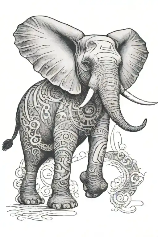 Elephant Walking With Roman Numerals Above It