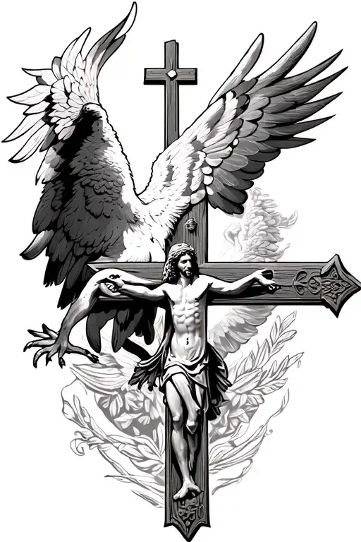 Polish Eagle And A Jesus Cross