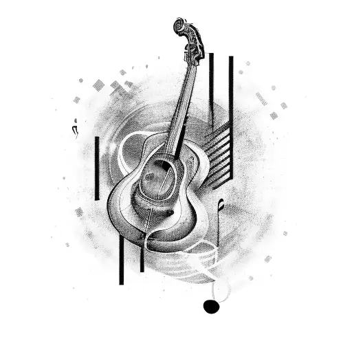 An Abstract Representation Of Music Notes Blending With Art Brushes
