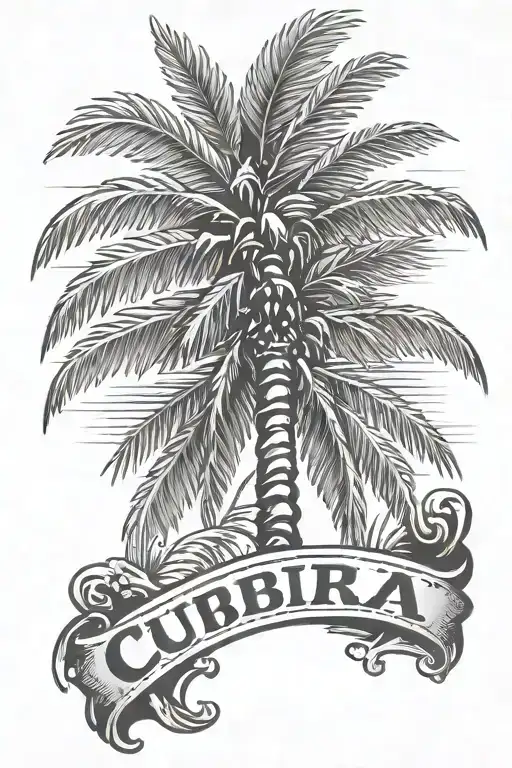 Cuba With Palm Tree And A V