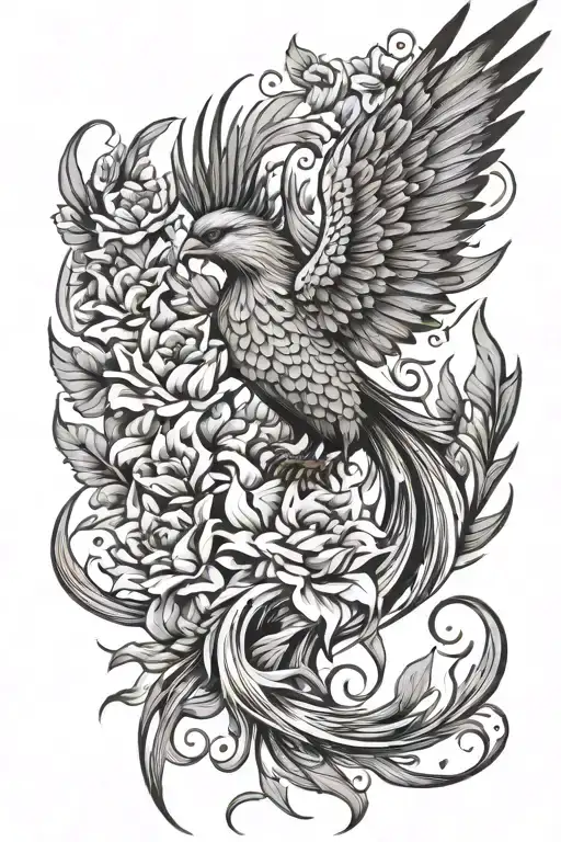 Phoenix And Flowers