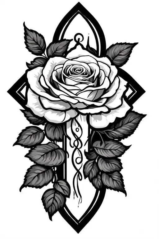 Cross With Dates Incorporated With Rose